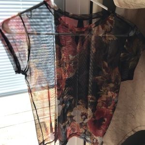 See Through Black Floral Shirt